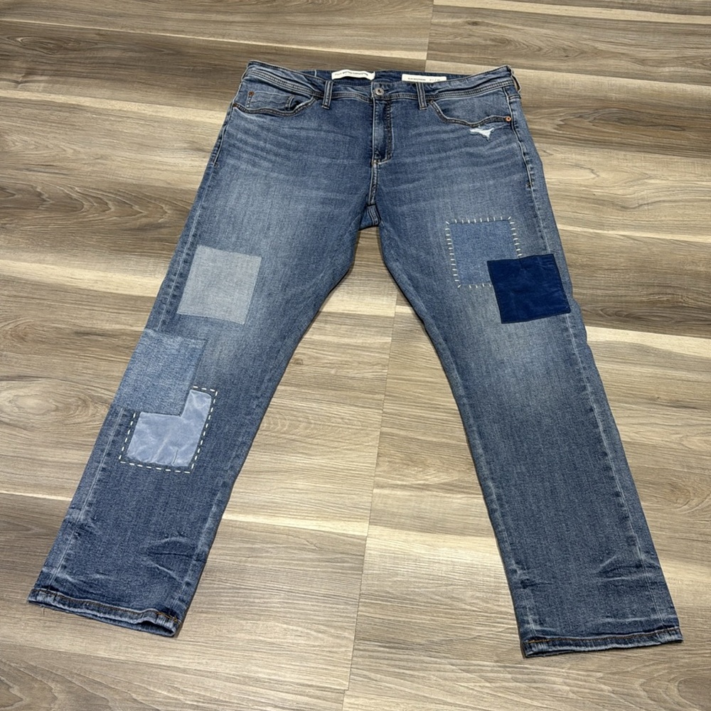 Pilcro and the Letterpress Denim Patch Boyfriend Jeans